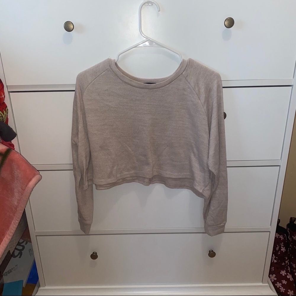 Basic sweater tan/cream crop top